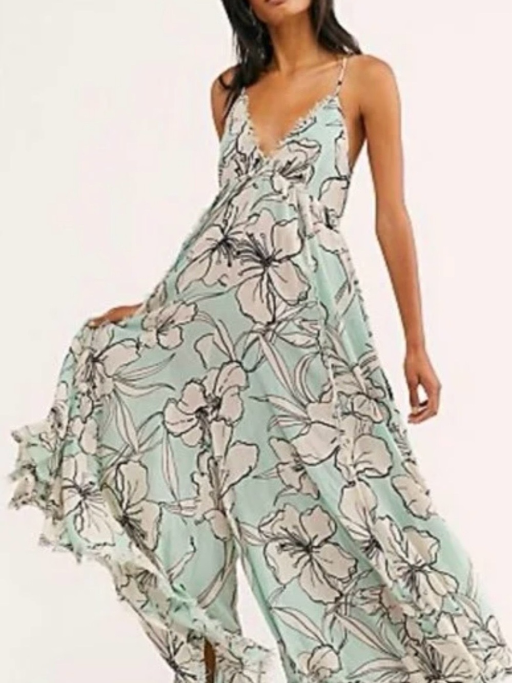 NWT Free People Intimately Hibiscus print maxi jumpsuit